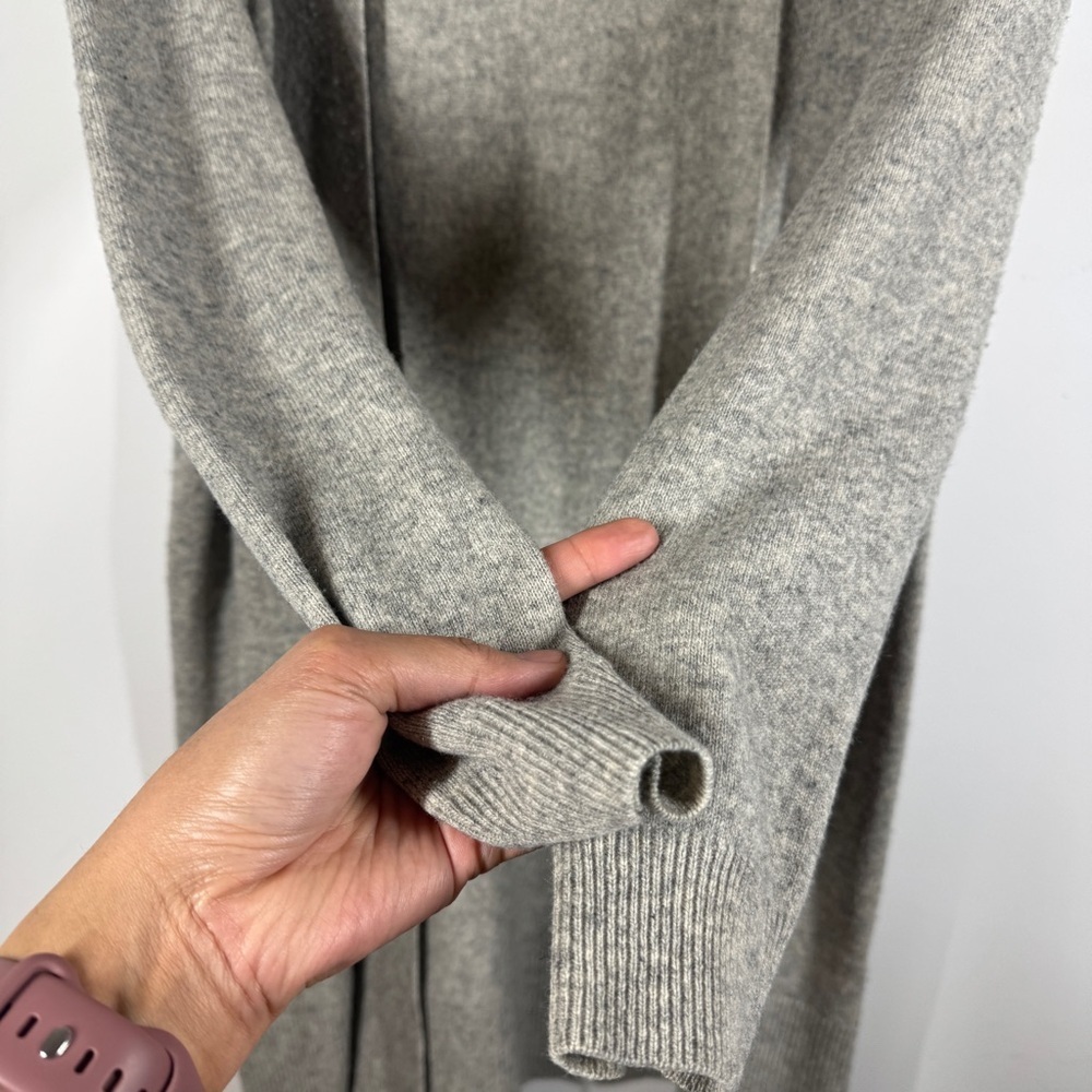 Woolovers Gray Open Front Cardigan Sweater Cashmere Merino Size M Longline Cozy - Picture 10 of 15